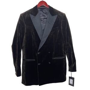 New BLK DNM brown velvet with black satin lapels blazer tuxedo jacket 48